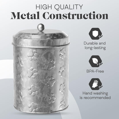 Amici Home Puppy Paws Galvanized Metal Food Canister (7CDI070)