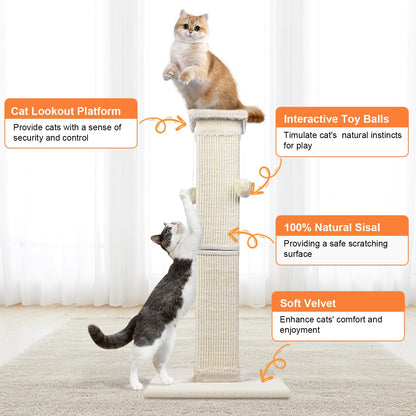 SOCATER Cat Scratching Post 33 Inch Nature Sisal Cat. Chosen for real quality, fits naturally into