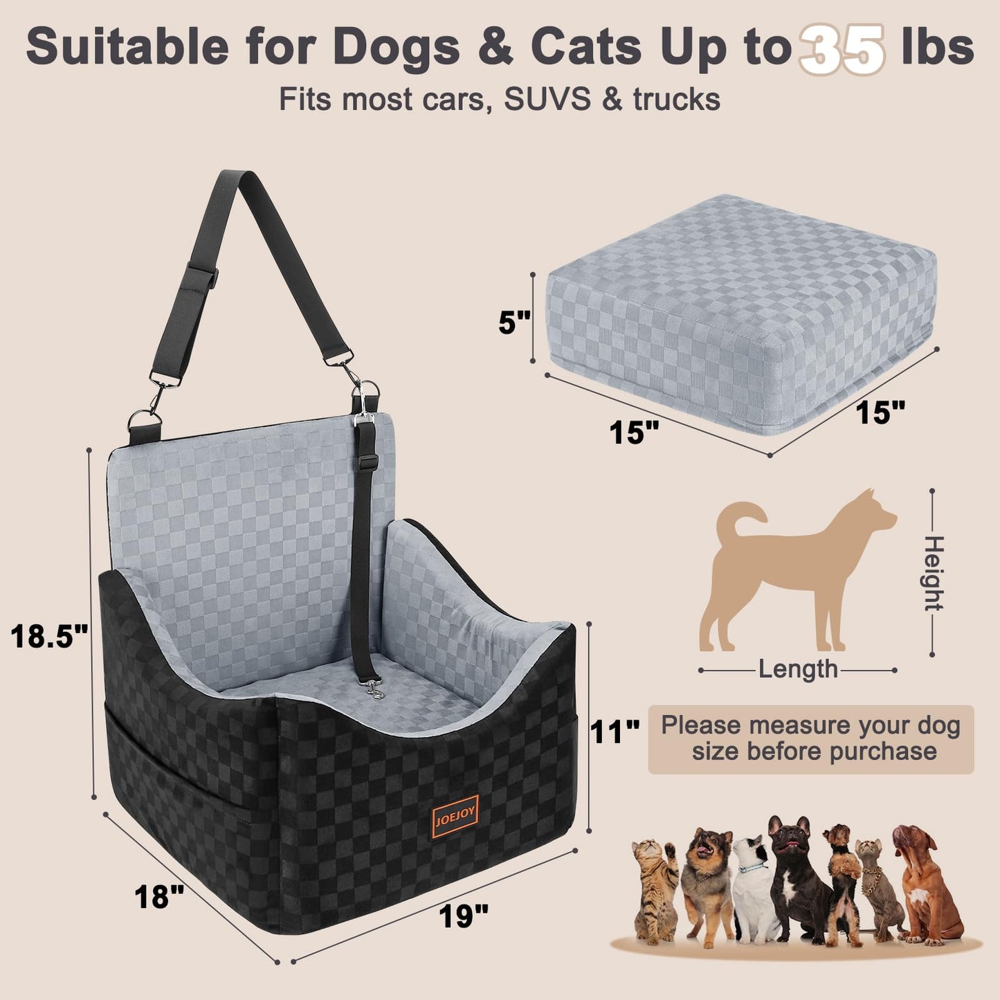 JOEJOY Elevated Dog Car Seat for Small/Medium Dogs up. Chosen for real quality, fits naturally into