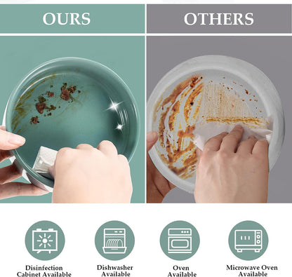 SPUNKYJUNKY Ceramic Dog and Cat Bowl Set with Wooden Stand, Modern Cute Weighted Food Water Set for Small Size Dogs (13.5OZ) & Medium Sized Dogs (28.7OZ) & Cats (3.6 Cups, 2 × Light Green)