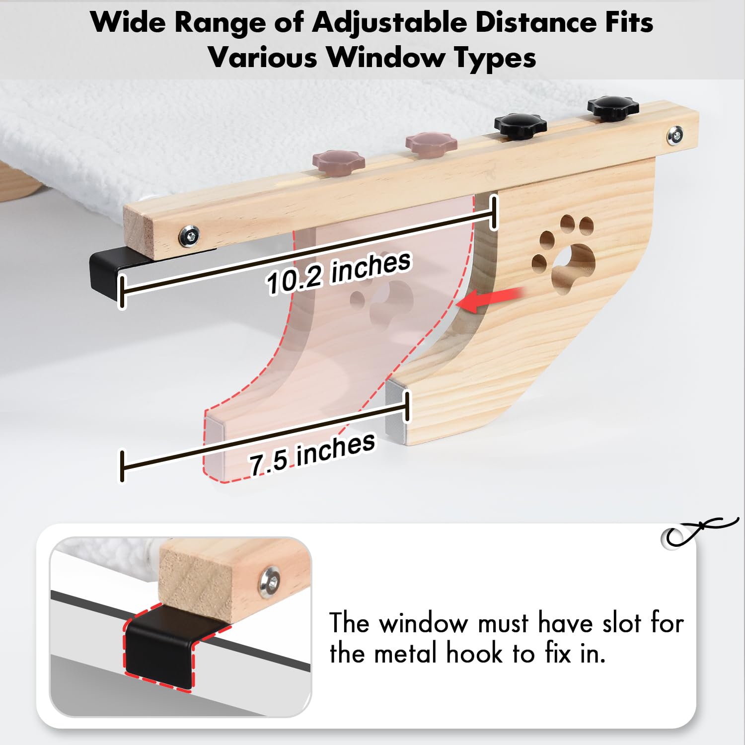AMOSIJOY Cat Windowsill Perch with Wood & Metal Frame. Chosen for real quality, fits naturally into