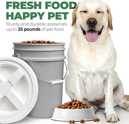 EconoHome Pet Food Storage Container – Holds Up to 25 lbs – Airtight Food Storage with Gamma Seal Lid – Heavy-Duty 90MIL Food Grade, BPA-Free Plastic – Easy Carry Handle – Grey