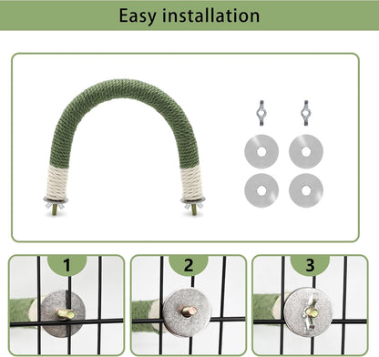 U Shape Hemp Rope Green Wood Parrot Perches for Macaws, Cockatiels, Conures, Finches - Bird Training Educational Stand Toys (Medium-1 Pack)