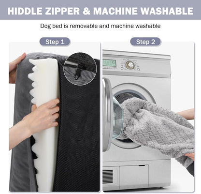 INVENHO Orthopedic Extra Large Dog Bed, XXL Waterproof Dog Sofa, Egg-Crate Foam Couch with Washable Removable Cover, Waterproof Lining and Nonskid Bottom