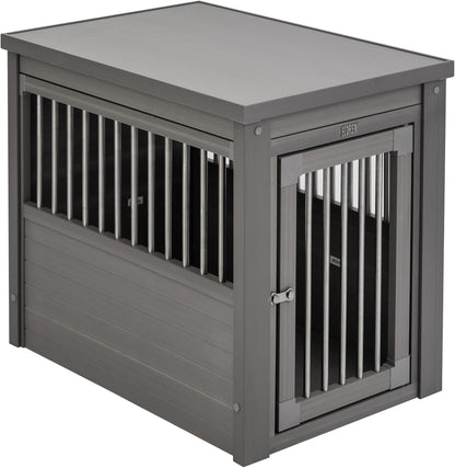New Age Pet ECOFLEX Dog Crate End Table - Furniture-Style Pet Crate for Crate Trained Dogs - Stainless Steel Tubing & a Latched Closure - 10 Year Manufacturer's Warranty, Medium