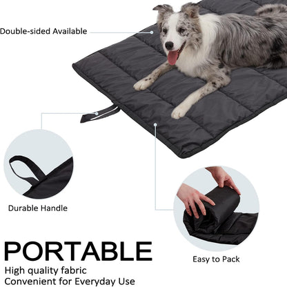 BDEUS 51x35In Extra Large Size Outdoor Dog Bed, Waterproof & Portable Camping Travel Pet Mat, Easy to Clean, Washable Odor Resistant Pet Cooling Pad (Black)