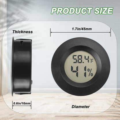 Mini Hygrometer Thermometer Digital Humidity Meter Indoor/Outdoor Humidity Monitor Reptile Thermometer for Humidors Greenhouse Garden Cellar Fahrenheit(℉)/ Celsius(℃) 2 Pack