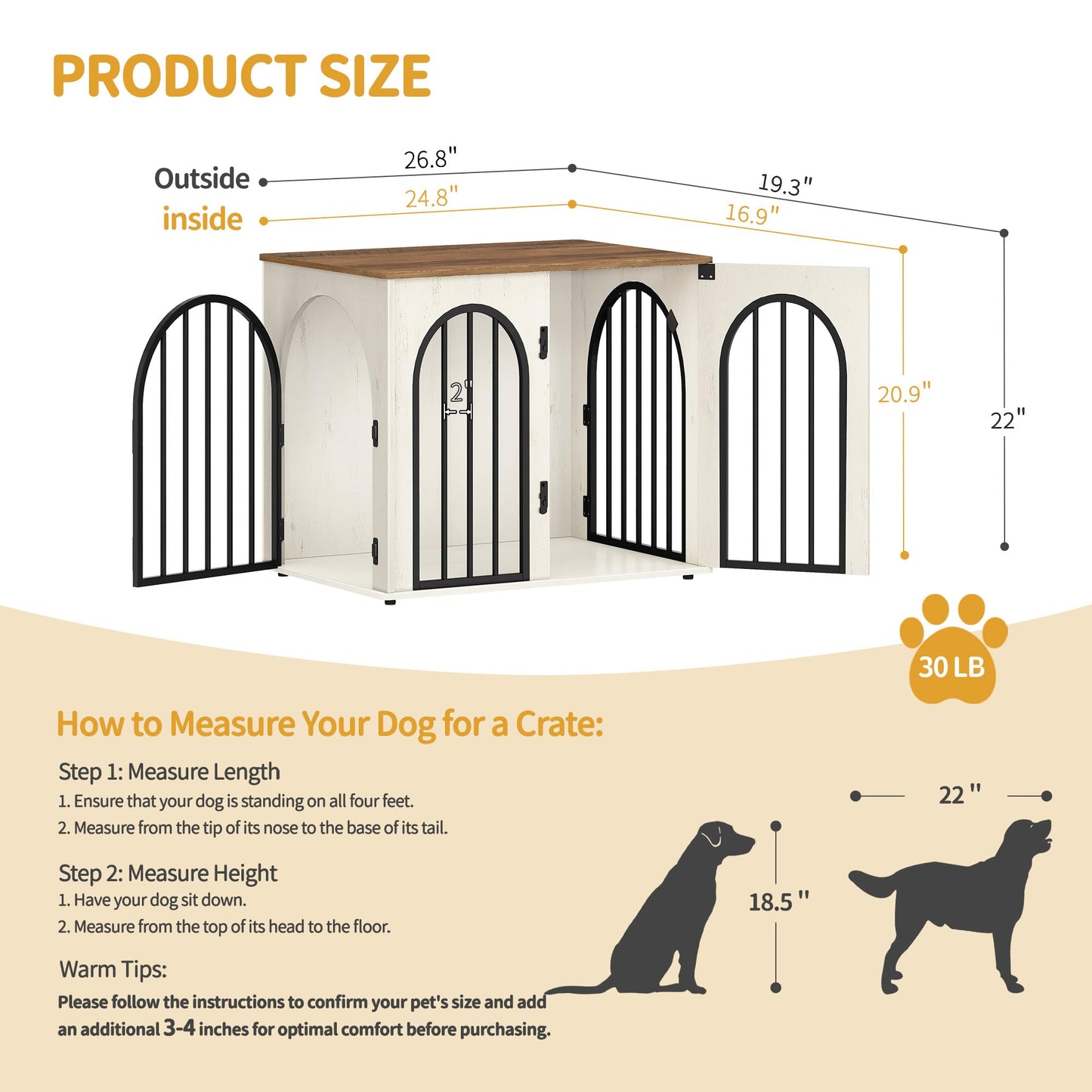 Hzuaneri 26.8'' Dog Crate Furniture. Chosen for real quality, fits naturally into modern pet homes.