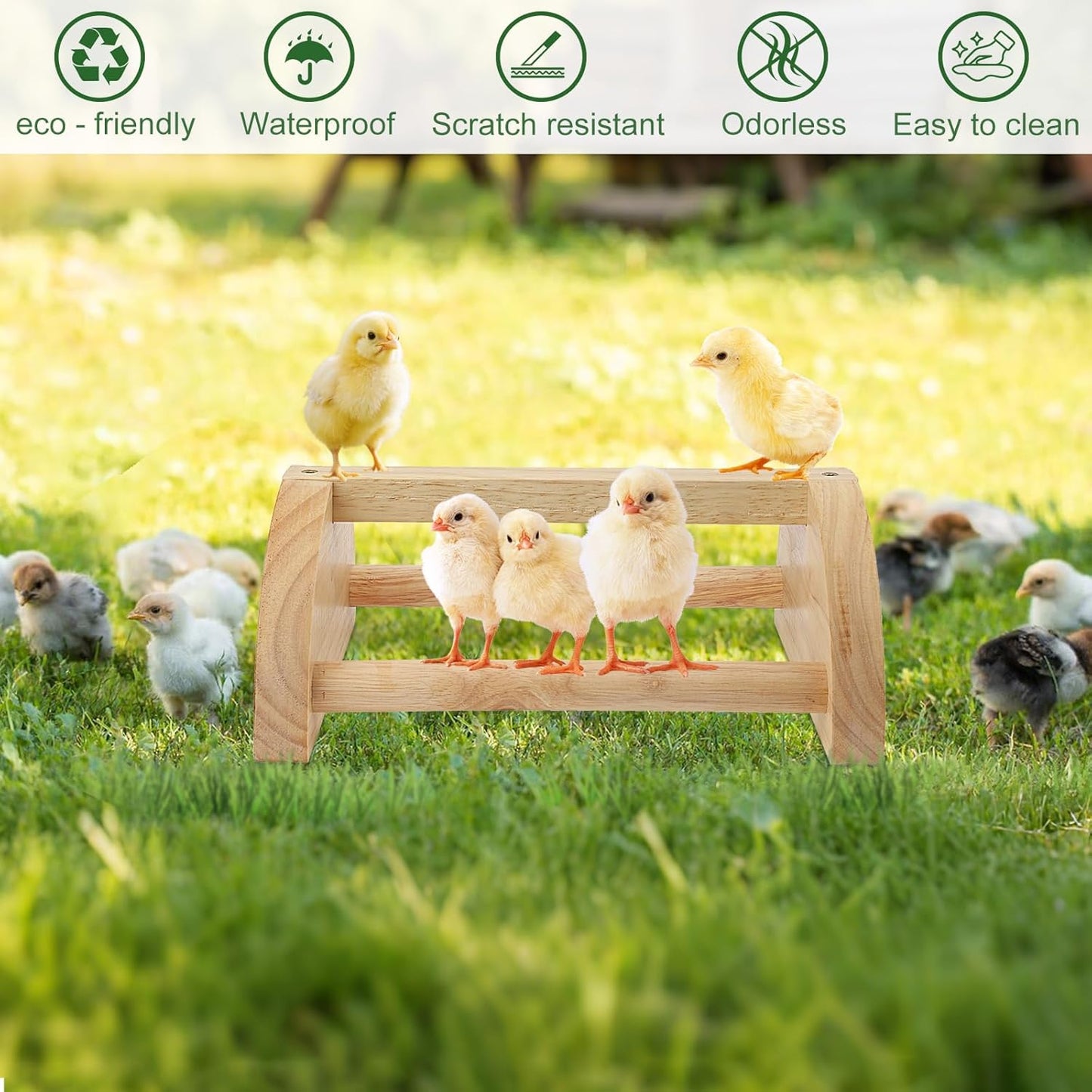 Chicken Perch Chicken Roosting Bar, Chick Perch Toys for Coop and Brooder for Baby Chicks,Strong Wooden Bird Perch,Training Perch Toys for Large Bird, Parrot, Macaw, Hens (Small)