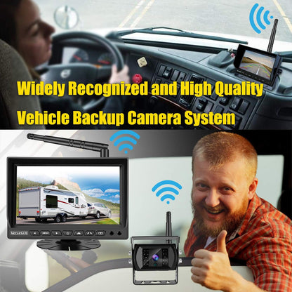 Wireless Backup Camera for Trucks VMW7 high Definition 1080P 7??IPS Monitor System,High-Speed Stable Transmission & Waterproof for Truck,Recreational Vehicle Trailer,Bus,Harvester Pickup Motorhome