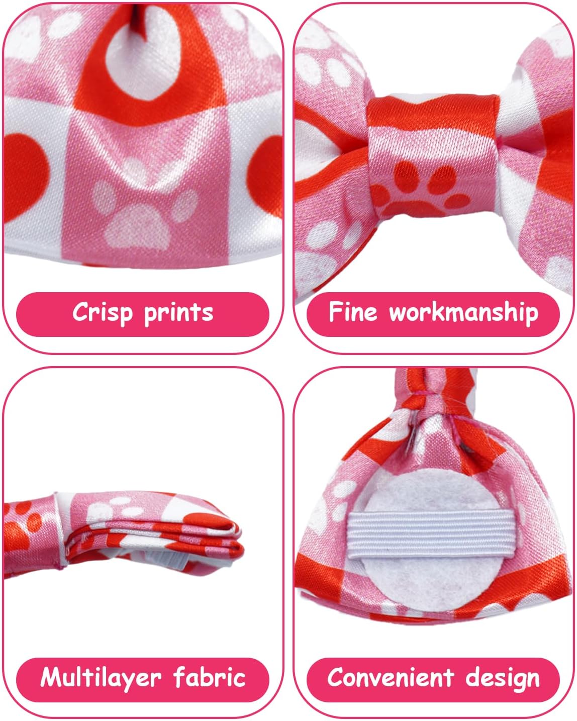 PET SHOW 10 Pack Paw Big Dog Bow Ties for Large Medium Dogs Sliding Collar Attachments Bone Bowties Cute Bowknots Wedding Party Holiday Pet Grooming Accessories(Large)