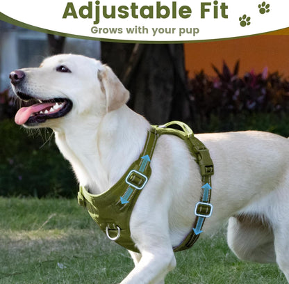 No Pull Dog Harness, Reflective Puppy Vest for Small Medium Large Sized Dog (Misty Green,S)