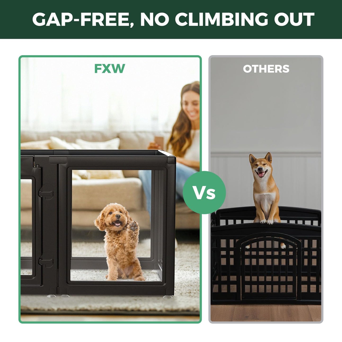 FXW AuraSpace Clear Acrylic Indoor Dog Playpen. Chosen for real quality, fits naturally into modern