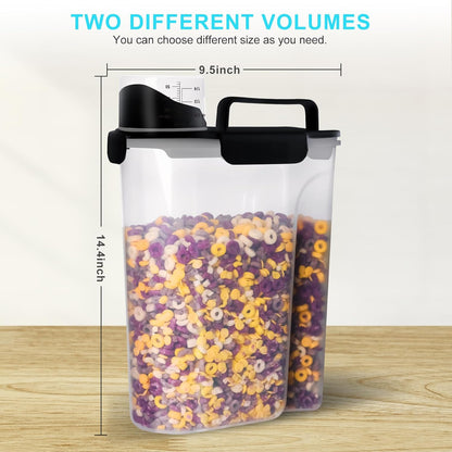 Rice Airtight Dry Food Storage Containers 10Lbs, BPA Free Plastic Storage Bin Dispenser with Pourable Spout, Portable Handle, Kitchen Pantry Organization for Cereal, Flour and Beans Dark Grey