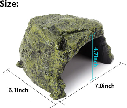 Reptile Rock Hide Cave - World 9.99 Mall Reptile Rock Hide Habitat Decoration|Natural,Non-Toxic, Made of Resin | Hideout for Small Lizards, Turtles, Reptiles, Amphibians,Fish