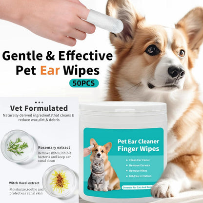 Pet Cleaning Wipes Kit For Dogs&Cats,includes Ear Finger Wipes,Teeth Finger Wipes and Eyes Wipes,Gently Clean Dogs&Cats Ear Wax,Remove Plaque&Tartar Buildup and Reduce Tear Stains,Non-Irritatingogs