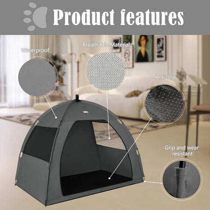 Gray Extra Large Outdoor Cat and Dog Tent House, Waterproof, Washable, Indoor/Outdoor Cave Nest Bed