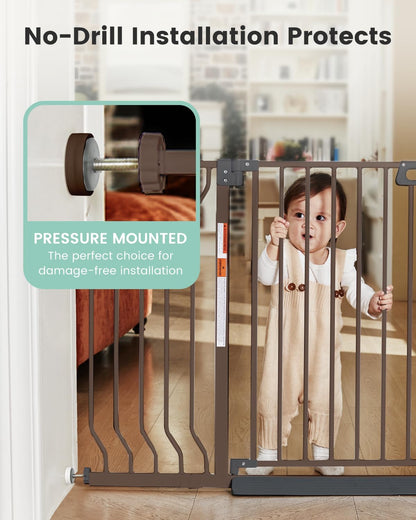 Mom's Choice-GROWNSY Baby Gate for Stairs, 29"-43" Pressure Mounted Pet Gate for Doorways-Auto Close Dog Gate for The House-Easy Installation & Walk Thru Wide Safety Gate