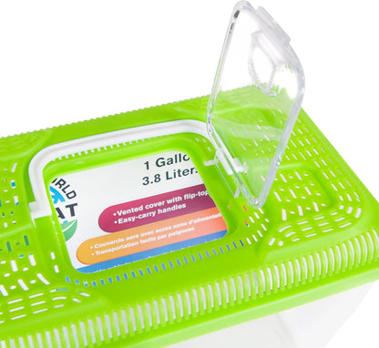 Penn-Plax Small World Habitat – Portable Clear and Transparent Plastic Tank – Excellent for Small Critters and Creatures – Easy to Clean & Handle – 1 Gallon, 10"L x 5.43"W x 6.26"H