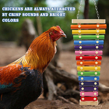 Dnoifne Large Colorful Chicken Xylophone Toy, Hanging Funny Xylophone Toy with 15 Metal Keys, Cage Toy Accessories for Chicken Chick Bird Parrot Parrot Parakeet Budgies Love Birds