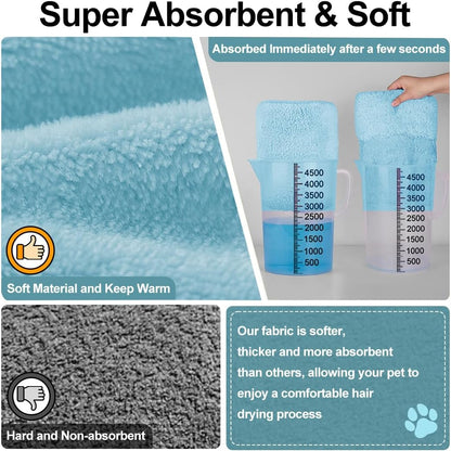 Medium to Large Size Dog Bathrobe, Quick Drying Super Absorbent Used for After Bathing, Warm Dog Towels, Adjustable Hoodies and Belts for Pet Dogs Bath Clothes Products (Blue, 3XL)