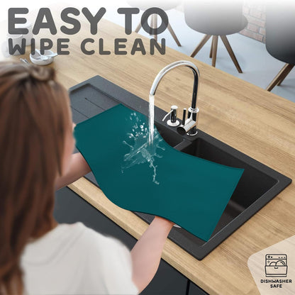 Dog Food Mat - Raised Edges Dogs Mat for Food and Water Prevent Spill, Waterproof Cat Food Mats Protect Floors, Easy Clean Dog Bowl Mats for Food and Water, Silicone Pet Food Tray