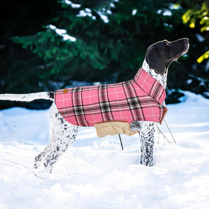 Kuoser Waterproof Dog Coat, Reversible Dog Jacket for Medium Dogs, Adjustable Durable Doggie Winter Coat Warm Puppy Cold Weather Apparel from Small to Large Breed, Pink M