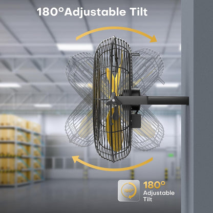 18 Inch Industrial Wall Fan with 2 Pack, 4800 CFM Metal Wall Mount Fans with Poweful Motor, 3 Speed, Fan Indoor for Covered Patio, Greenhouse, Gazebo, and Garage, UL Listed