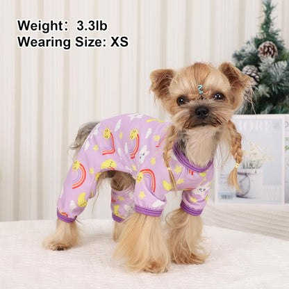 Dog Pajamas Pjs Spring Summer Dog Clothes for Small Dogs Girl - Boy - Small Size Dogs, Soft Stretchy Puppy Clothes Doggie Onesies Cat Pet Jammies Outfit (Star Purple, Large)