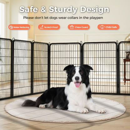 40 Inch Dog Playpen - 16 Panels Metal Pet Exercise Pen for Medium-Large Dogs, Indoor/Outdoor Dog Fence for Yard, Garden, Camping & RV Travel