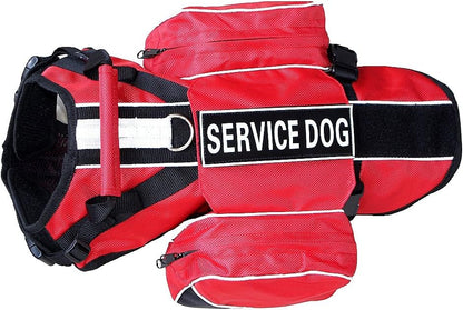 Serijoars Dog Vest Harnesses with Saddlebag Backpack for Camping & Travel - Reflective Hound Hiking Backpack Saddle Bag - Lightweight Vest Harness for Medium & Large Dogs (Red, M)