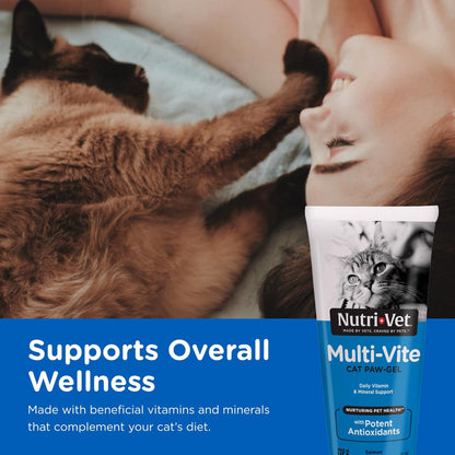 Nutri-Vet Multi-Vite Paw Gel for Cats, Daily Vitamin, Kitten Supplies, Immune Support, Cat Vitamin, Potent Antioxidants, Senior Feline Supplements, 3 oz