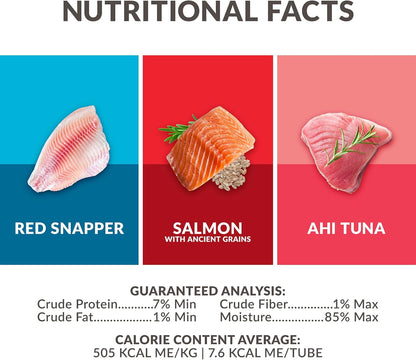 Simply Puree Variety Tub for Cats | 48 Individual Servings of All-Natural, High-Protein Puree Treats | Includes Multiple Flavors | Grain-Free, No Artificial Additives, Smooth Texture