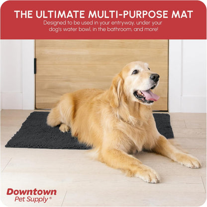 My Doggy Place Microfiber Dog Mat for Muddy Paws, 36" x 26" Charcoal - Absorbent and Quick-Drying Dog Paw Cleaning Mat, Washer and Dryer Safe - Non-Slip Rubber Backed Dog Floor Mat, Large