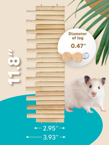2PCS Wooden Hamster Fence, Bridge Cage Decor, Wooden Hamster Accessory 11.8in（3.93in High）
