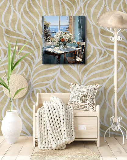 weiyiart Bathroom Decor Wall Art Coastal Floral Canvas Print Painting Daisy Flowers Sea Picture Farmhouse Ocean Seascape Artwork for Home Living Room Bedroom Office 16x24 inch