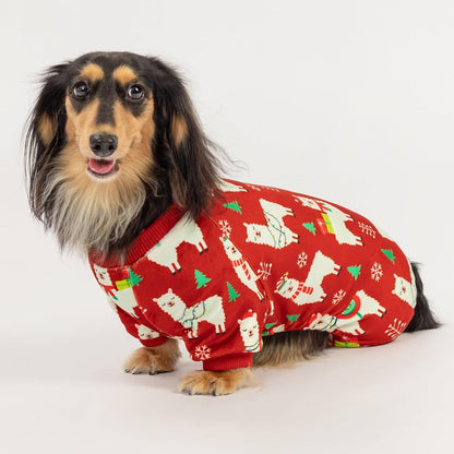Fitwarm Christmas Alpaca Dog Pajamas, Christmas Clothes for Small Dogs Boy Girl, Holiday Pet Outfit, Red, Green, White, Medium