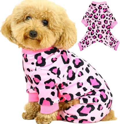 Vet-Approved Dog Pajamas Onesie for Large Dog Pjs - Lightweight Soft Stretchy Puppy Clothes - Certified Hypoallergenic Comfort Anxiety-Reducing (Pink,XXXX-L)