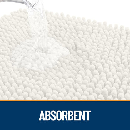 OLANLY Dog Door Mat for Muddy Paws 30x20, Absorbs Moisture and Dirt, Absorbent Non-Slip Washable Doormat, Quick Dry Chenille Mud Mat for Dogs, Entry Indoor Entryway Carpet for Inside Floor, Ivory