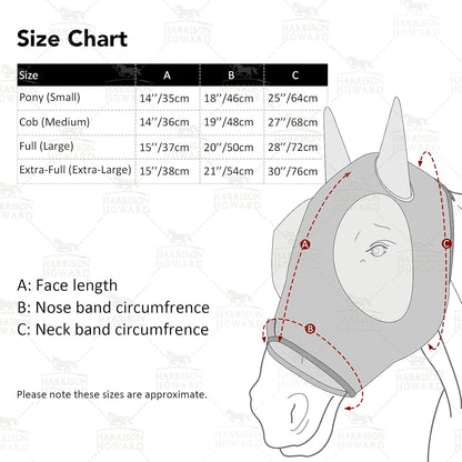 Harrison Howard Super Comfort Stretchy Fly Mask Large Eye Space with UV Protection Soft on Skin with Breathability Orange Paisley Full Size