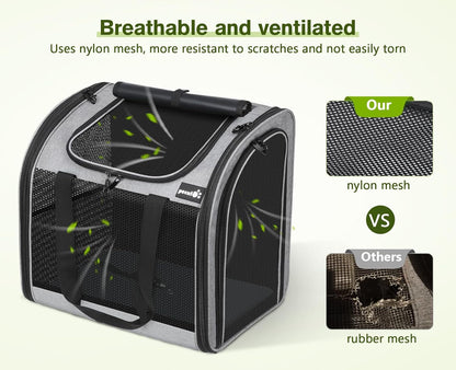 Pecute Cat Backpack with Widened Interior Space, Upgraded Dog Backpack Carrier with Various Ways to Carry, Pet Backpack with Breathable Mesh, Pet Travel Carrier with Soft Padded, Reinforced Support