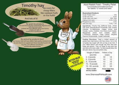Sherwood Pet Health Adult Rabbit Food Timothy Hay MeasuredPellet 20 lbs. Hay-Based, Grain-Free, Soy-Free for Better Digestion