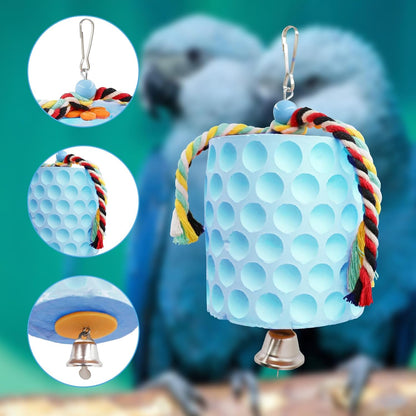 Extra Large Bird Chewing Toy, Parrot Beak Grinding Calcium Stone with Bells, Bird Cage Accessories, Cage Toys for Cockatiel Parakeet Parrot Budgies Rat Hamster Chinchilla Rabbit Bunny African Grey