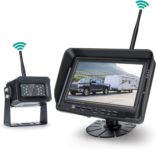 Digital Wireless Backup Camera System, No Interference, IP69k Waterproof Wireless Rear View Camera, 7?™â€?Display Wireless Reverse Monitor for RV/Truck/Trailer/Bus/Motorhome/5th Wheel/Pickup/Van