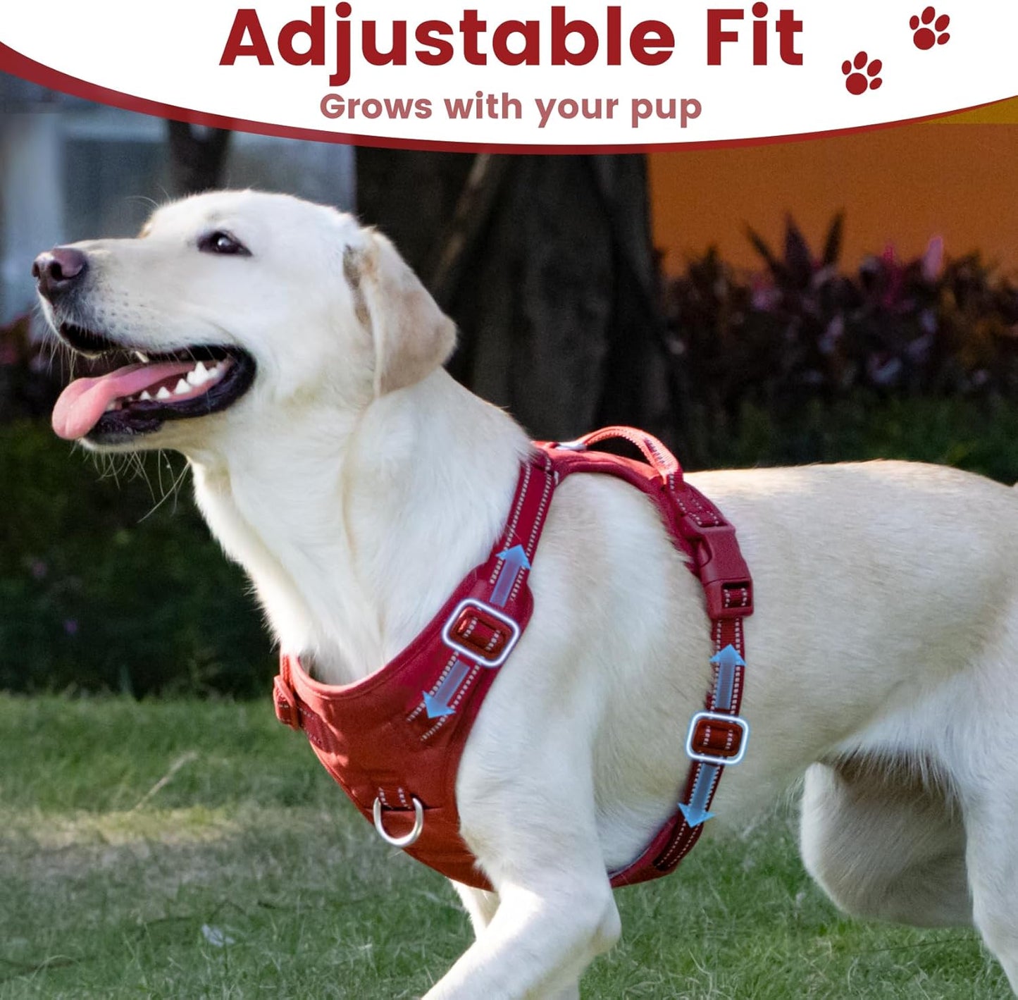 No Pull Dog Harness, Reflective Puppy Vest for Small Medium Large Sized Dog(Burgundy Red,S)