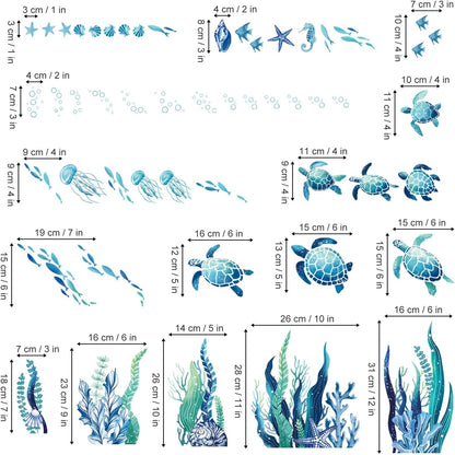 decalmile Under The Sea Seaweed Wall Decals Sea Turtle Ocean Grass Jellyfish Wall Stickers Baby Nursery Bedroom Bathroom Wall Decor