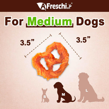 Afreschi Turkey Tendon Pretze (M) 3.17 oz, USA-Sourced Turkey Tendon, All Natural Human Grade Dog Chew, Hypoallergenic, Rawhide Alternative, Dog Treats for Medium Breeds