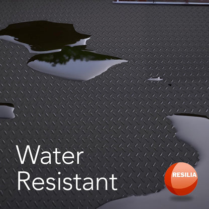 RESILIA Heavy Duty Garage Floor Runner & Protector Mat - Slip Resistant Diamond Plate PVC Mats - Water, Spill, & Stain Resistant, Black (4 feet x 20 feet), Made in The USA