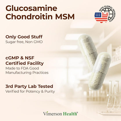Glucosamine Chondroitin MSM Supplement – 3-in-1 Joint Supplements for Men and Women w/Glucosamine Sulfate 1500mg, Chondroitin Sulfate 1200mg & MSM 2000mg for Joint Health – FSA Eligible 150 Caps