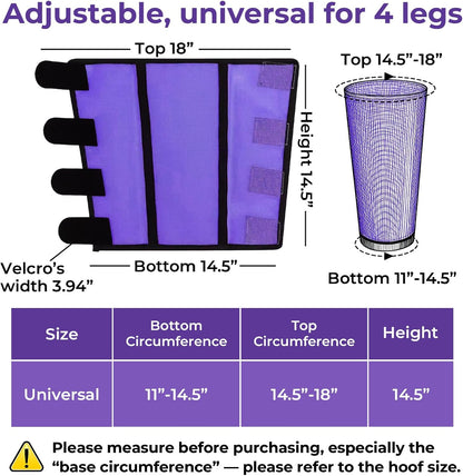 Mesh Horse Fly Boots Set of 4，Adjustable and Universal Loose Fitting & Non-Slip Horse Fly Leggings for Horses,Reduce Stressful Stomping (Purple)